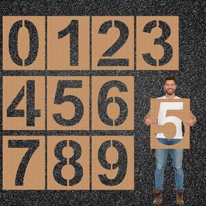 Briwooody 18 Inch Large Number Stencil 0-9 Numbers Pavement Stencils Templates Reusable Number Kit Stencil Set Large Letter Stencils for Cake Parking Lot and Equipment Spray Painting (18 Inch)