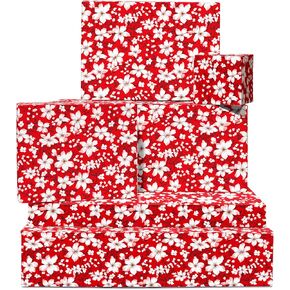 Central 23 Red Wrapp Paper - 6 صفائح من غلاف الهدايا الأزهار - الزهور البيضاء - للأصدقاء نساء أنثى - لعيد ميلاد الزفاف عيد الحب الذكرى السنوية in Kuwait