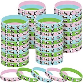 Batiyeer 36 Pcs Panda Rubber Bracelets Cute Panda Silicone Wristbands Silicone Bracelet Stretch Wrist Bands for Kids Panda Theme Birthday Party Decorations Student Rewards Gifts, 3 Colors