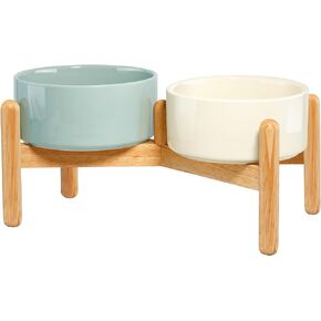 Wordcam Raised Ceramic Dog Bowls with Stand,Elevated Dog Dish, Pet Food and Water Feeder Set for Large Sized Dogs(9.4''High-60 Oz-7.6 Cups)