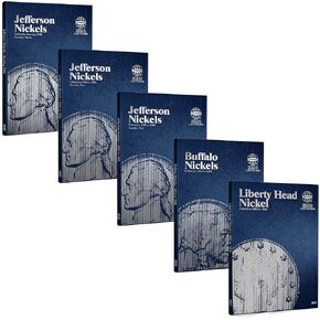 Whitman U.S. Modern Nickel Coin Folder Five Volume Set 1883 – 2023#’s 9007, 9008, 9009, 9039, 9035