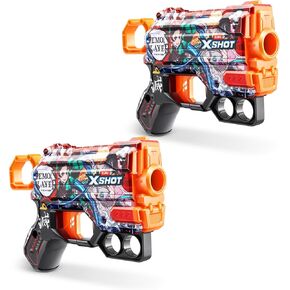 Xshot Skins Menace Blaster - Demon Slayer Skin (2pk) من تصميم Zuru Demon Slayer مع 16 لعبة السهام ، وتكنولوجيا الجيب الهوائية ، و Blaster Foam Blaster للأطفال والمراهقين والبالغين