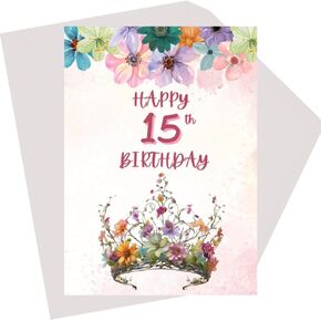 Happy 15th Birthday Card,15th Birthday Card for Girls,Gifts for 15 year Old girl