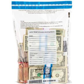 BankSupplies Ultima Blue Clear Deposit Bags | 10W x 14H | Pack of 100 | Transit, Transfer, Valuables | Tamper Evident Tape | Captive Flap Closure | Security Deposit Bag
