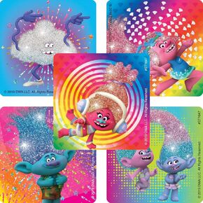 Trolls Gem Glitter Stickers - Prizes and Giveaways - 50 per Pack