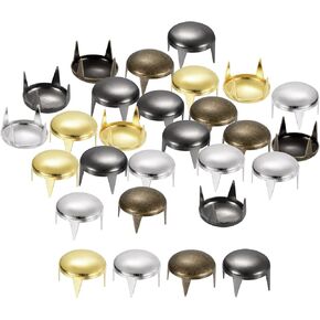 uxcell 80Pcs Mixed Color Round Dome Rivets, 10mm Brass Spike Studs Spots Punk Rock Nailheads Claw Beads Assorted Kit for DIY Clothes Belt Bag Shoes Bracelet Leather Craft
