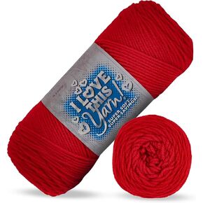 I Love This Yarn 4 - Medium Yarn for Crocheting & Knitting – Soft Yarn Skein – 355 Yards of Acrylic Yarn for Crocheting Blankets, Hats, & More – Craft Supplies for Handcrafting Accessories, Fire Red