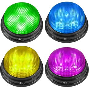 BEAN LIEVE Recordable Answer Buzzers - Set of 4 Buzzers, Personalized Sound Buzzers, Recordable Buttons, Game Show Buzzers, Perfect for Family Game, Trivia Nights and Classroom Teaching.