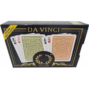 DA VINCI Palermo, Italian 100% Plastic Playing Cards, 2 Deck Set with Hard Shell Case and 2 Cut Cards (Poker Size Jumbo Index)