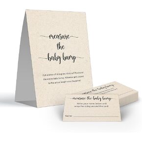 321Done Guess How Many Game Set, Tan, Made in USA - Baby Shower Game Ideas, Fun Guessing Game for Birthdays, Parties, Bridal Shower - 50 Cards & 1 Sign