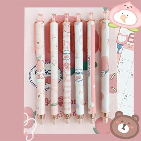 1Pc Peach Random Erasable Pen Gel Pens 0.5mm Blue Gel Pens Cartoons Press Pen Cute Stationary,Gel Ink Rollerball Pens,Rollerball Pens,Office Accessories School Office Supplies