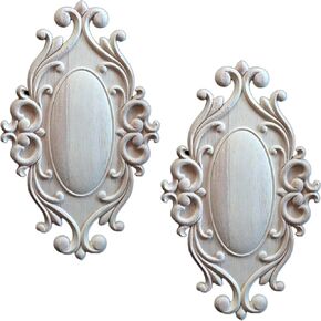 Nerien 2pcs الأزياء الأوروبية الخشبية drcorative wood منحوتة شارات غير مصفولة للأثاث باب السرير خزانة ديكور الخزانة #1 9.45 × 5.91 بوصة