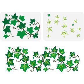 FINGERINSPIRE 2PCS Layered Ivy Stencil for Painting 8.3x11.7 inch Large Ivy Painting Stencil Reusable Leaf Leaves Plant Drawing Template Plants Theme Stencil for Painting on Wood Fabric Canvas