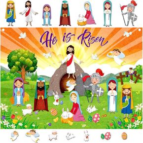 Tiamon Easter Felt Set Make an Easter He Lives Felt Scenes Resurrection Story Board Set with 14 Pcs Detachable Ornaments Wall Decor Easter Jesus DIY Crafts Kit for Easter Party, Spring Activity