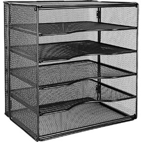 Amazon Basics 5 Slot Desk Rectangular Organizer Tray, Black, 13.6 x 9.5 x 12.8 inch