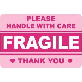 Fragile Sticker for Shipping,2x3inch 200pcs Cute Fragile Sticker for Glass,Bag,Box Shipping