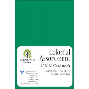 Clear Path Paper Colorful Assortment Pack - 4 x 6 inch - 65Lb Cover - 100 Sheets Total