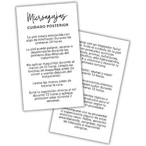 Microneedling Aftercare Instruction Kit Cards | 50 pk 2x3.5" Book Business Cards Client Post Treatment Bb Glow Facial Pen Professional Machine Cuidado Posterior de Microagujas