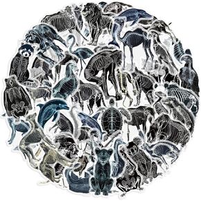 50Pcs X Ray Animal Skeleton Stickers - Skeleton Party Decorations & Favors, Skull Stickers,Halloween Skeleton Gifts for Women, Men Waterproof, Scary Horror Stickers for Water Bottle