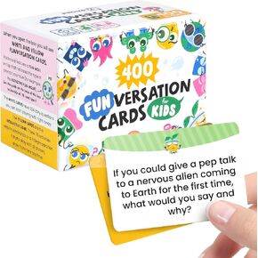 400 Interactive Conversation Cards for Kids Ages 6-11 – Card Games for Children & Parents – Deepen Connections with Unique Prompts – Fun Game Night, Classroom & Road Trip Activities