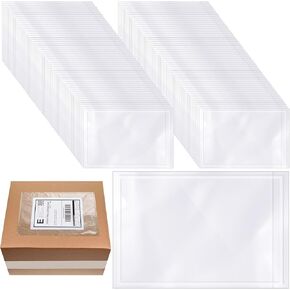 Cholemy 200 Pcs 9.5 x 12 in Clear Packing List Envelopes Shipping Pouches Mailing Shipping Label Sleeves Clear Adhesive Pockets Protectors Slip Envelope Pouches Holders Cover Enclosed Bag for Packing