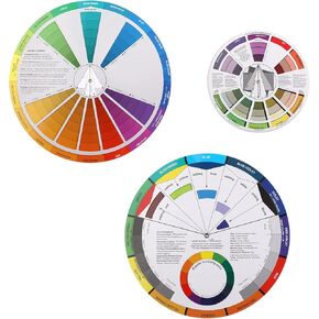 3 Pieces Color Mixing Wheel, Paint Mixing Guide Color Guide Chart Matching Color Wheel for Kids Artists Acrylics Painting School Office Art Class Teaching Tool (3 Different Sizes)