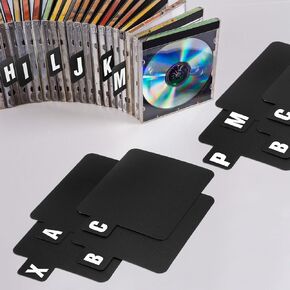 26 Pcs Vinyl Record Dividers A-Z DVD CD File Alphabet Organizer Dividers with Alphabetical Tabs Storage Record Holder Index Card for Records Albums File(Black)