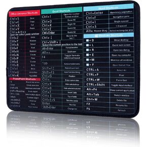Excel Mouse Pad Shortcuts, 9.5x7.9in Excel Shortcuts Mousepad Portable Excel Cheat Sheet Mouse Pad, Excell Short Cut Mouse Pad, Stitched Edges, Non-Slip Shortcut Keyboard Mat for Desk Office Laptop