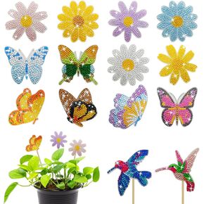 SENHAI 14 PCS مجموعات فن الماس للبالغين ، طلاء الطيور الزهرة ذات الفراشة 5D بأرقام أرقام طقم الحفر الكاملة الماس الدائري من ألواح الكريستال الماس لزخارف حديقة DIY