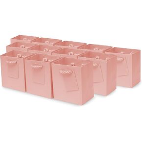 OccasionALL Medium Pink Gift Bags with Handles for Christmas, Party Favors, Goody, Candle, Baby Shower, Bridesmaid, Shopping, Bulk, 7.5x3.5x9 12 Pack