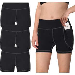 Volleyball Dance Spandex Shorts for Girls - Fit for Biker Yoga Gymnastics Soccer Exercise (Pack of 4)
