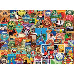 Buffalo Games - Lewis T Johnson - Suitcase Stickers - 1000 Piece Jigsaw Puzzle for Adults -Challenging Puzzle Perfect for Game Nights - Finished Size is 26.75 x 19.75