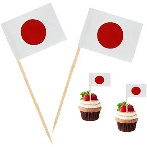 100 Pcs Japan Flag Japanese Toothpick Flags, Cocktail Picks Mini Stick Cupcake Toppers Country Picks Party Decoration Celebration Cocktail Food Bar Cake Flags ﻿