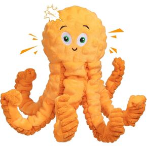 Squeaky Dog Toys Octopus-Tug of War Dog Plush Toy for Large Breed Interactive Dog Chew Toys for Puppies Small and Large Dogs Training and Reduce Boredom (Orange, Octopus)