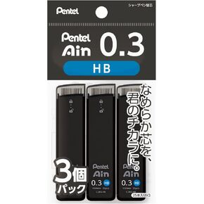Pentel Ain XC283HB-3P Mechanical Lead, 0.01 inch (0.3 mm), HB, 3 Pieces