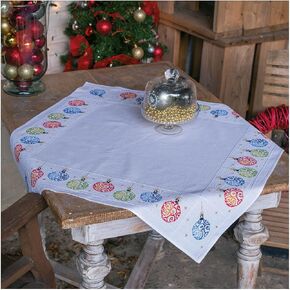 Vervaco Counted Cross Stitch Tablecloth Kit for Christmas Ornaments DIY Holiday Embroidery Set ca. 80 x 80 cm DIY Home Decor Art and Craft Supply Creative Gift for Crafters