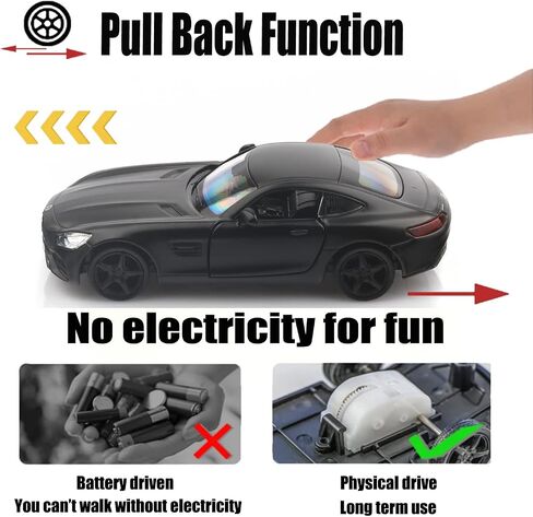 1/36 Scale Mercedes Benz AMG GTS Diecast Cars Models,Pull Back Vehicles Toy Cars,Cars Gifts for Boys Girls (Black) in Kuwait