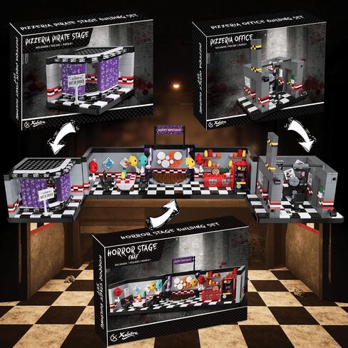 Five Nights Halloween FNAF Pizzeria Stage Building Blocks Set, Classic Horror Game Security Breach Creative Festival Bricks Kit Toys Gifts Merch,Suitable for Fans Friends Kids in Saudi Arabia