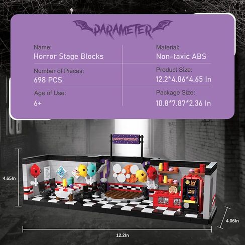 Five Nights Halloween FNAF Pizzeria Stage Building Blocks Set, Classic Horror Game Security Breach Creative Festival Bricks Kit Toys Gifts Merch,Suitable for Fans Friends Kids in Saudi Arabia