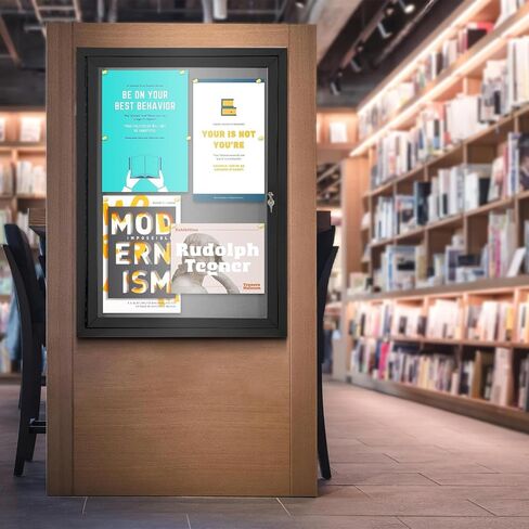 Enclosed Bulletin Board Outdoor Noticeboard with Locking Door, Weather-Resistant, Grey Felt, Black Aluminum Frame, 36 x 24 in in Saudi Arabia