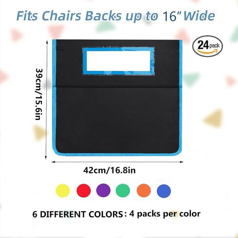 24 Pcs Chair Pockets for Classrooms, Student Chair Pockets, Classroom Chair Pockets, Seat Pockets for Classroom Chairs, Seat Sacks for Classroom Chairs, Seat Sack in Saudi Arabia