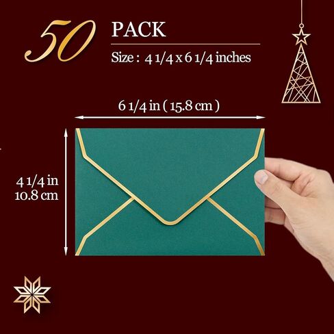 مظاريف دعوة ، مظاريف 4 × 6 حزمة للدعوات ، رقائق الذهب المحفوظة بالألوان ، A4 ، 4 1/4 × 6 1/4 بوصة ، ألوان عيد الميلاد ، الأحمر ، الأخضر in Kuwait