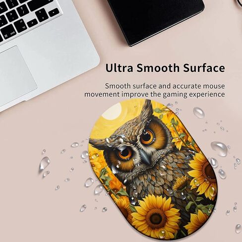 Fashion Mousepad and Coaster Combination, Gaming Mousepad, for Office Laptops, Wireless Mouse Non-Slip Rubber Mouse Pad, Desktop Computer Mouse Pad, Owl and Sunflower in Kuwait