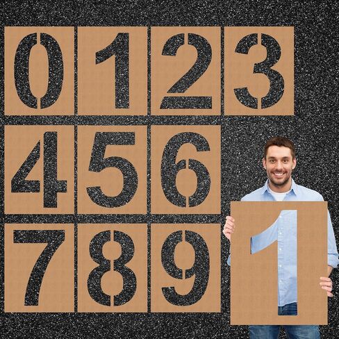 Briwooody 18 Inch Large Number Stencil 0-9 Numbers Pavement Stencils Templates Reusable Number Kit Stencil Set Large Letter Stencils for Cake Parking Lot and Equipment Spray Painting (18 Inch) in Kuwait