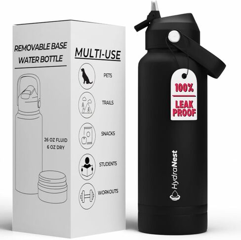 Water Bottle with Storage Compartment - Diversion Safe Water Bottle & Snack Container - Dog Water Bottle - HydraNest Insulated 28 Oz Water Bottle with 6 Oz Secret Compartment in Kuwait