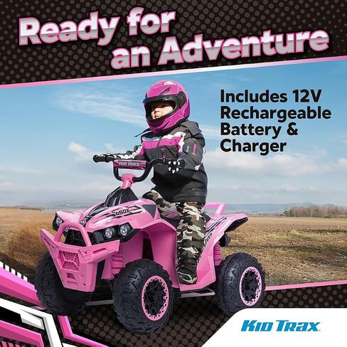 Kid Trax 12V Electric ATV - Boys and Girls Ride On Toys, Indoor/Outdoor Quad Four Wheelers, ATV Ride On, Kids' Electric Vehicle, ATV Car Vehicle w/Led Headlight, Max Weight 77 lb, Ages 3-8, Blue in Saudi Arabia