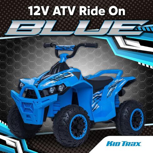 Kid Trax 12V Electric ATV - Boys and Girls Ride On Toys, Indoor/Outdoor Quad Four Wheelers, ATV Ride On, Kids' Electric Vehicle, ATV Car Vehicle w/Led Headlight, Max Weight 77 lb, Ages 3-8, Blue in Saudi Arabia