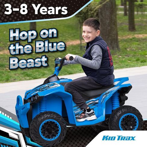 Kid Trax 12V Electric ATV - Boys and Girls Ride On Toys, Indoor/Outdoor Quad Four Wheelers, ATV Ride On, Kids' Electric Vehicle, ATV Car Vehicle w/Led Headlight, Max Weight 77 lb, Ages 3-8, Blue in Saudi Arabia