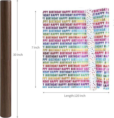 E ELAINFIA 6 Rolls Birthday Wrapping Paper Christmas Wrapping Paper Roll Gift Wrapping Paper Colorful Gold Heart Dots Star Happy Birthday Party Holiday in Saudi Arabia