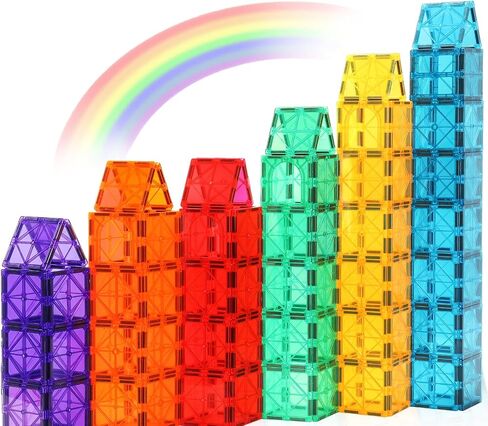 Gemmicc Magnetic Tiles, Deluxe 136 PCS Building Blocks Magnet Toys for Kids,3D Magnet Puzzles Stacking Blocks for Boys Girls,Huge Set with 2 Cars in Saudi Arabia